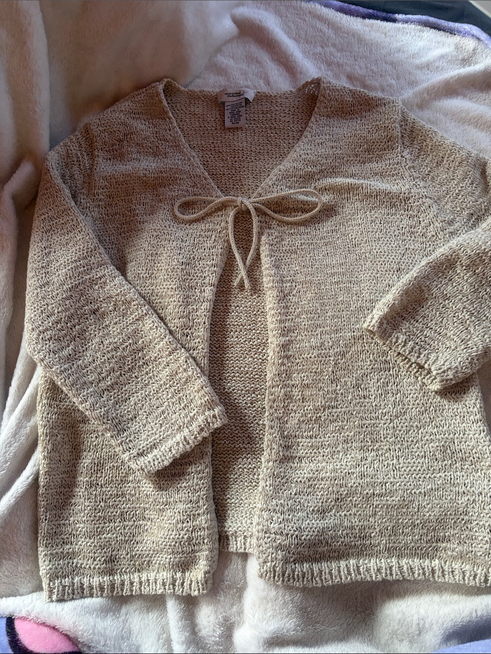 Northern Reflections Cream Tie-Front Knit Cardigan